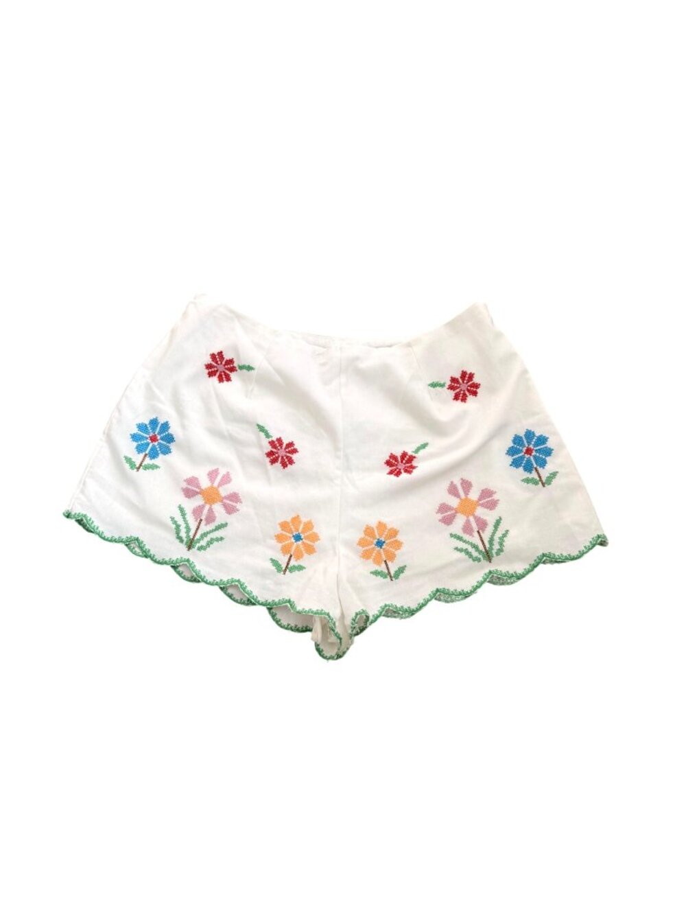 Amable By Mable Women's Shorts L Aaron Ivory Embroidered Floral Boho Summer Chic